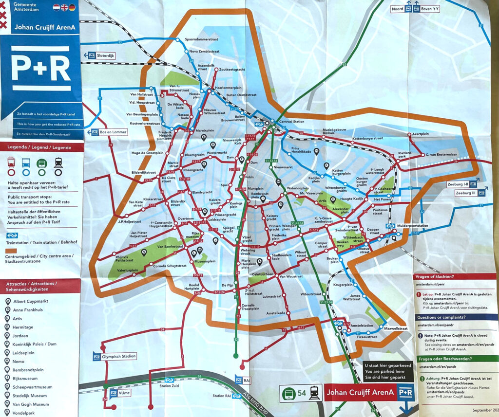 Mapa centrum Amsterdamu